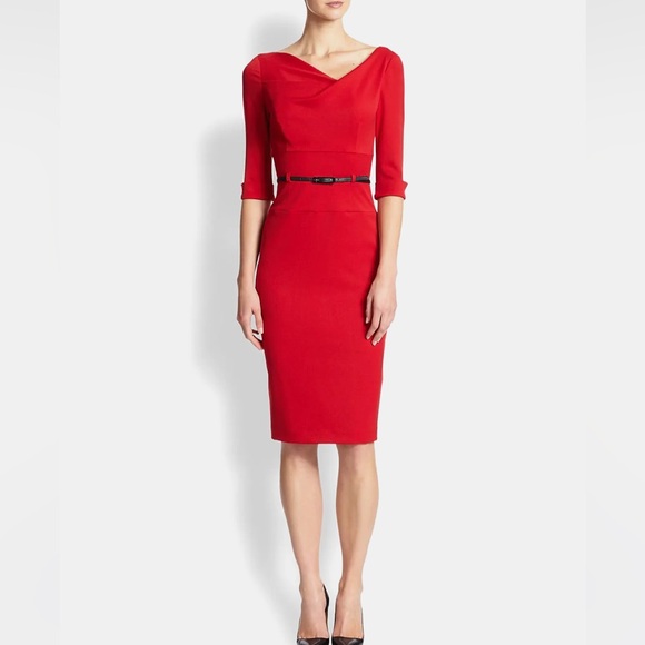 NWT Black Halo Jackie O Three-Quarter Sleeve Dress in Red - Picture 1 of 8
